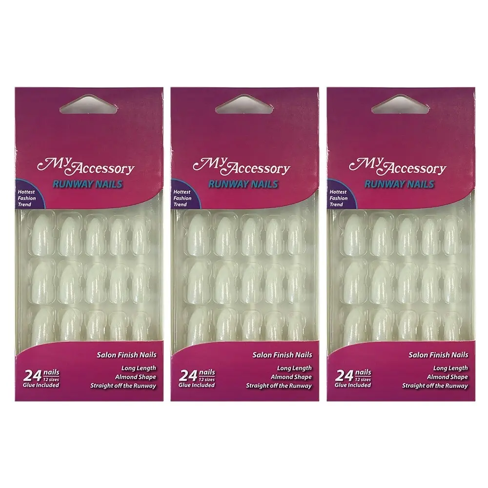 72pc My Accessory Runway Artificial Fake Glue On Glue On Nails Pearlised Almond - Beauty