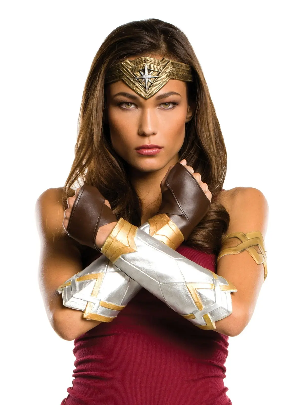 DC Comics Wonder Woman Deluxe Adult Gauntlets/Glovelets/Tiara Accessory Set - Fashion