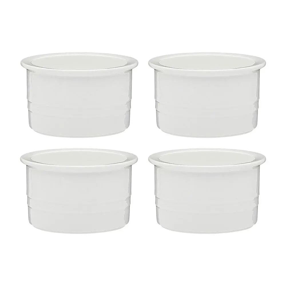 4pc Ecology Signature 11cm Porcelain Ramekin Dish Round Oven Bakeware White - Home & Garden