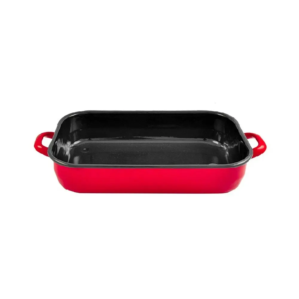 Urban Style Enamelware 6L Induction Oven Baking Dish Rectangle w/ Handles Red - Home & Garden