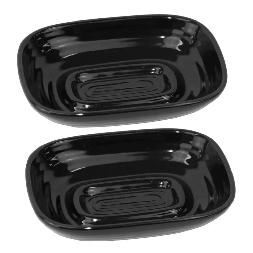 2x Butlers Hush Gloss Ceramic Kitchen/Bathroom Soap Bar Dish/Rack Black 13x3cm - Home & Garden