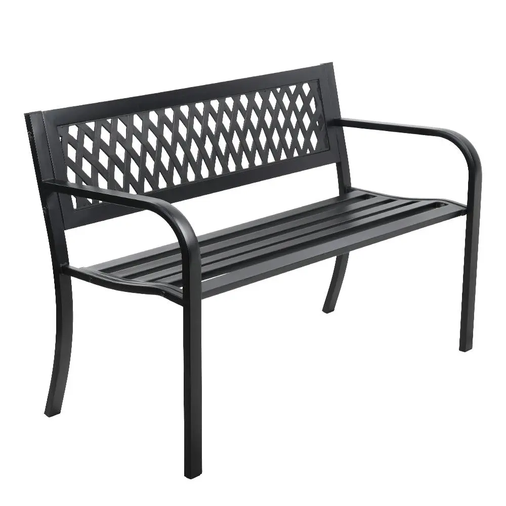 Gardeon Outdoor Garden Bench Seat Steel Outdoor Furniture 2 Seater Park Black - Up to 65% off Outdoor Furniture