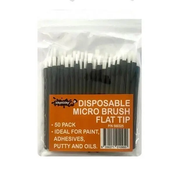 Disposable Micro Brush Flat Tip 50pk - Hobbies