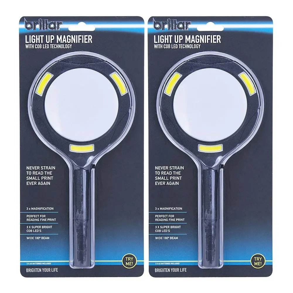 2x Brillar LED Lighted Reading Magnifier Battery Operated Magnifying Glass Asstd - Hardware