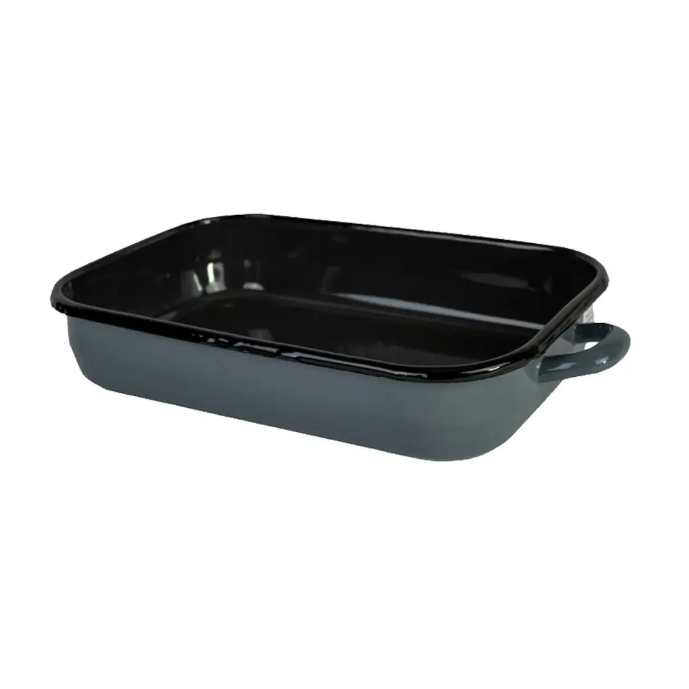 Urban Style Enamelware 3.4L Induction Oven Baking Dish Rectangle w/ Handles Grey - Home & Garden