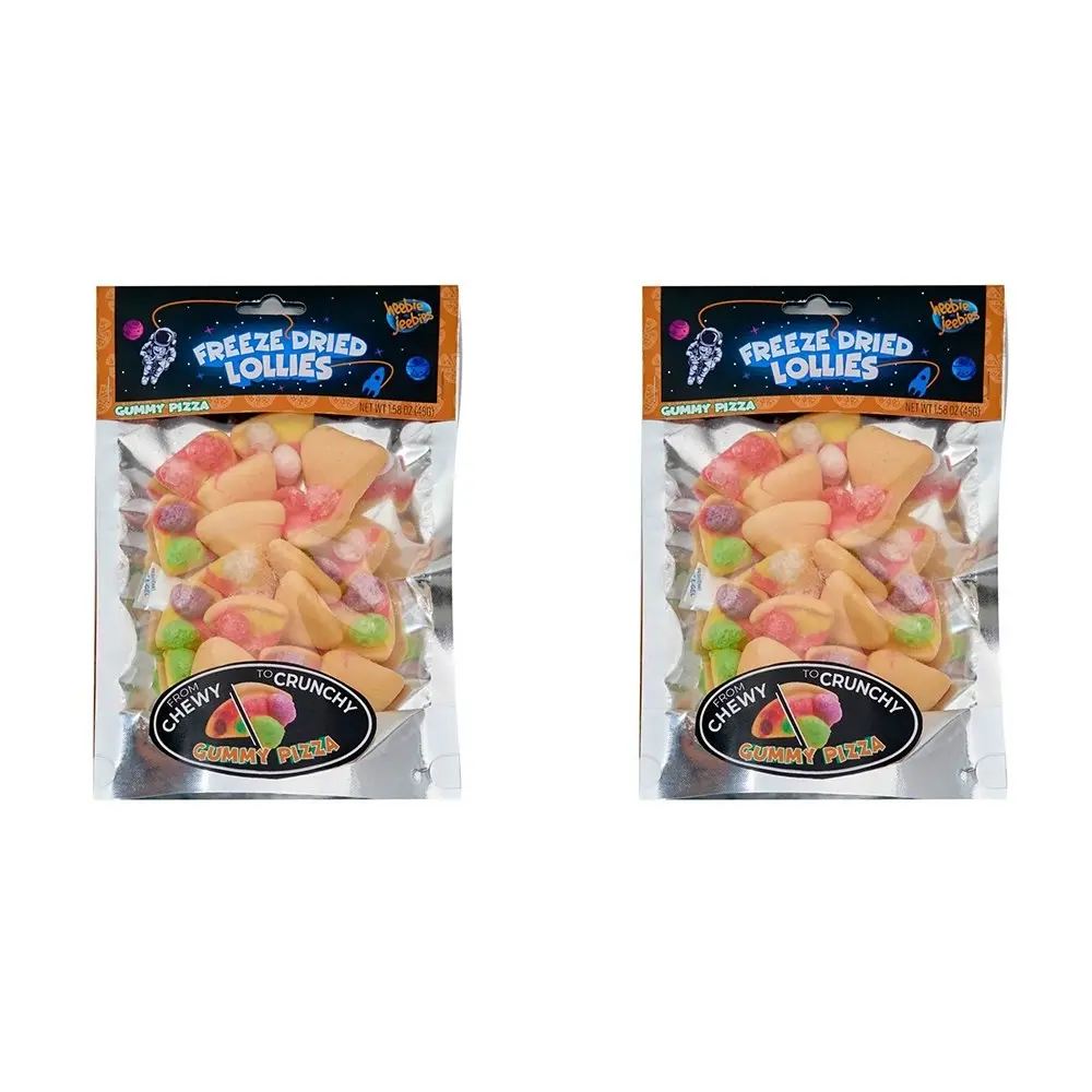 2x Heebie Jeebies 30g Freeze Dried Lollies Gummy Pizza Candy Sweet Confectionery - Groceries