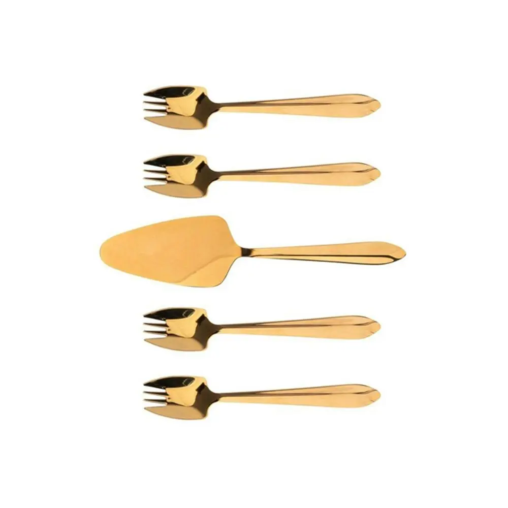 5pc Splayd Stainless Steel Cake Server/Spork Cutlery Utensil Set Rose Gold - Home & Garden