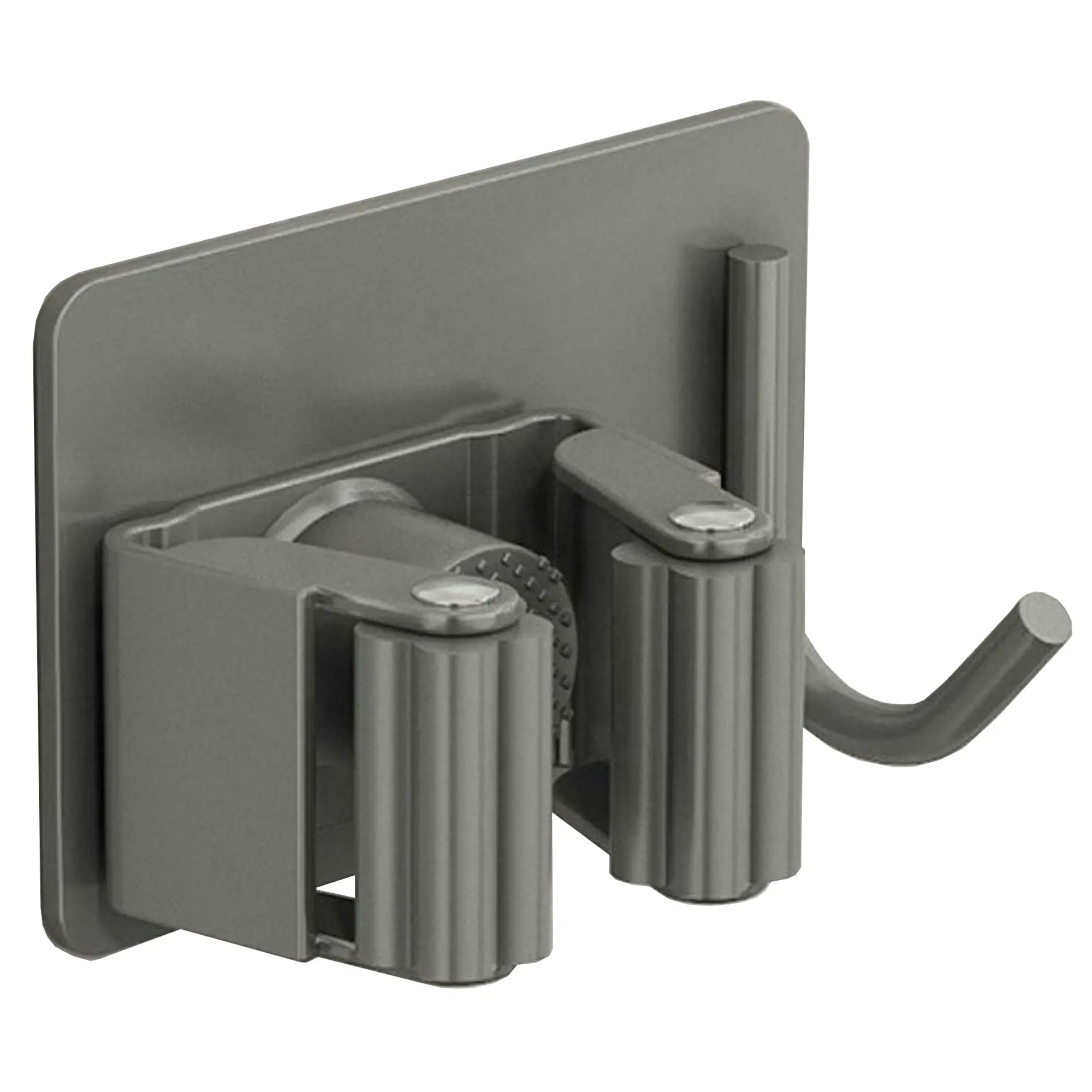Stainless Steel Mop Clip Holder with Hanging Hook Broom Wall Mount Bracket Bathroom Laundry Storage - Electronics