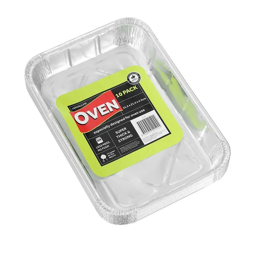 10pc Lemon & Lime 31.5cm Foil Tray BBQ/Oven Rectangle Roasting/Baking Container - Home & Garden