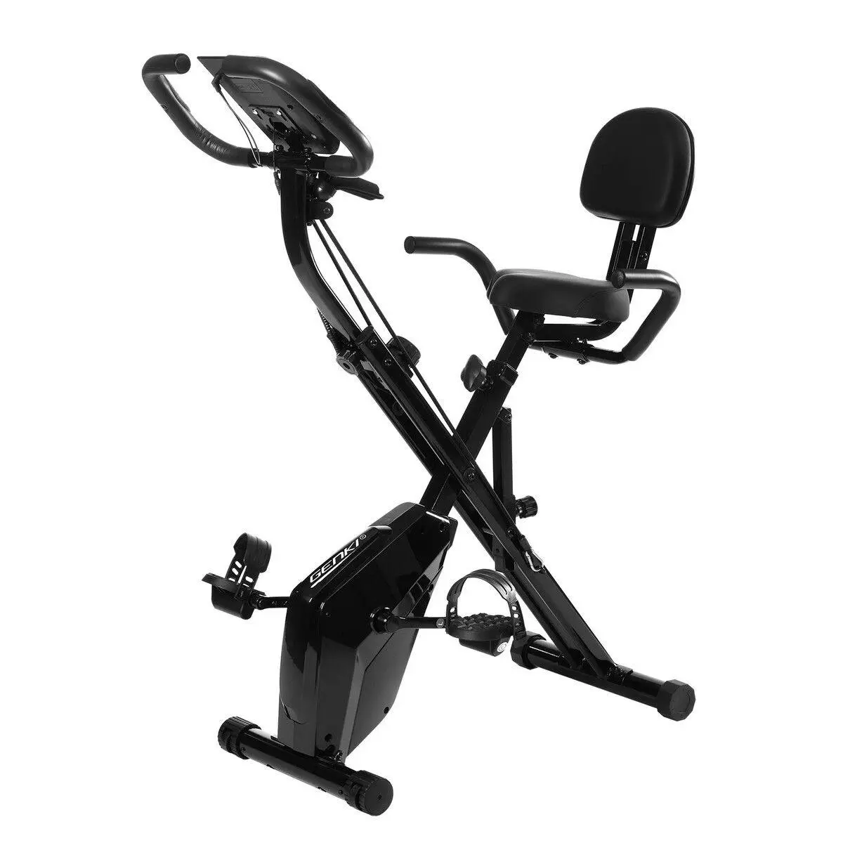 Genki Exercise Bike 4in1 Foldable Bicycle Home Gym Equipment Magnetic Indoor Cycling Trainer Adjustable Resistance LCD Screen - Sports & Outdoor