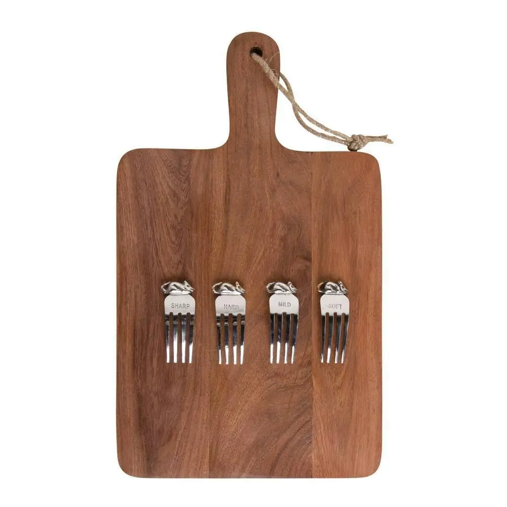 J.Elliot Rella Wood Cheese Board/4pc Stainless Steel Marker Set 38cm Natural/SLV - Home & Garden