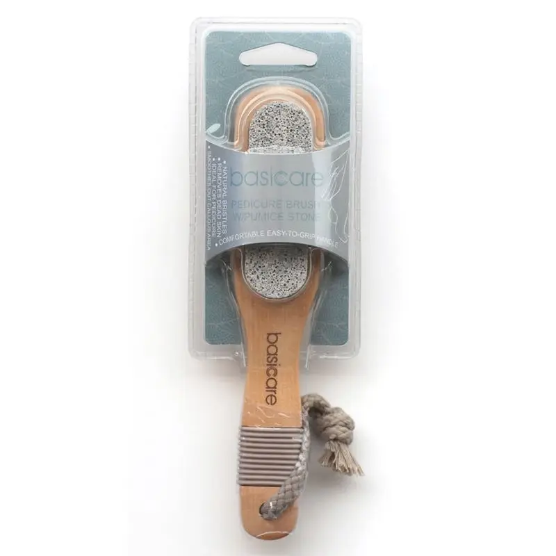 Basicare Pedicure Brush with Natural Bristles and Pumice Stone for Smooth Feet - Beauty