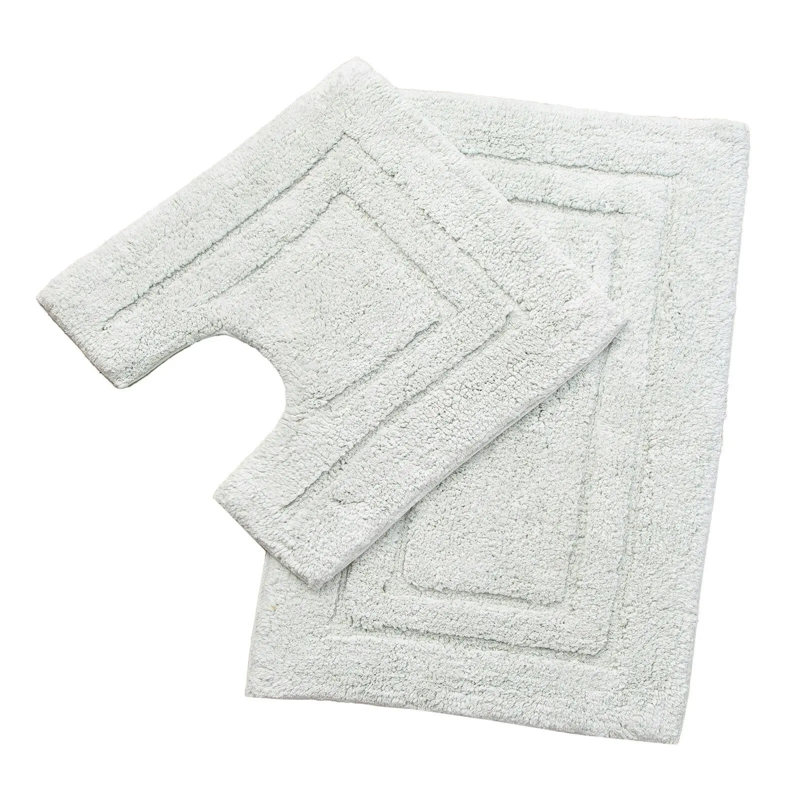 2pc Renee Taylor Tufted Bath/Contour Mat Set Cotton 2200GSM Toilet/Shower Vapour - Home & Garden