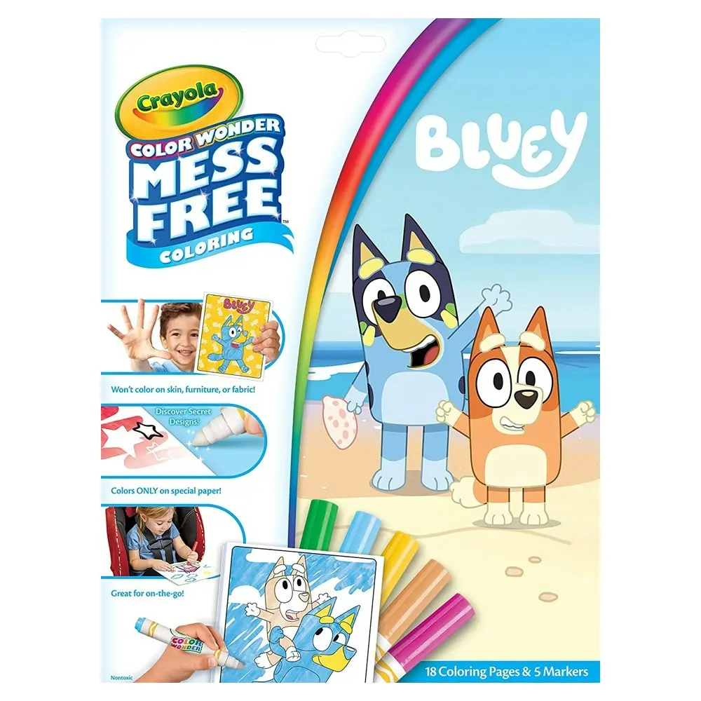 Crayola Wonder Mess Free Colouring Pages w/ Marker Bluey Kids Art/Craft 3y+ - Entertainment
