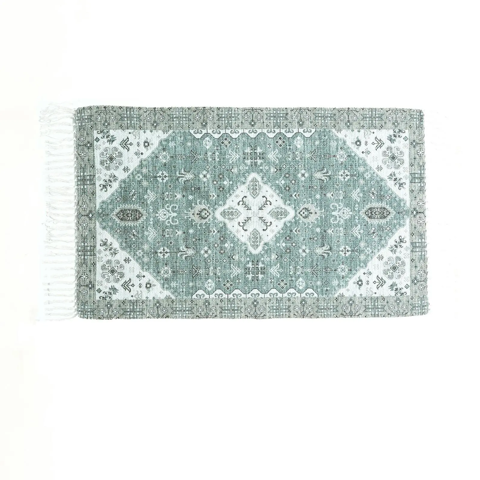 Renee Taylor Karabakh 110cm Cotton Bathroom/Toilet Floor Rug Vintage Handwoven - Home & Garden