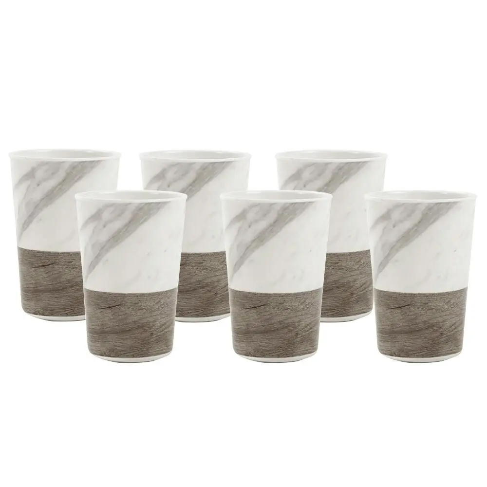 6PK Lemon & Lime Melamine Matte 300ml Tumbler Water Drink Cup Endwood Marble - Home & Garden