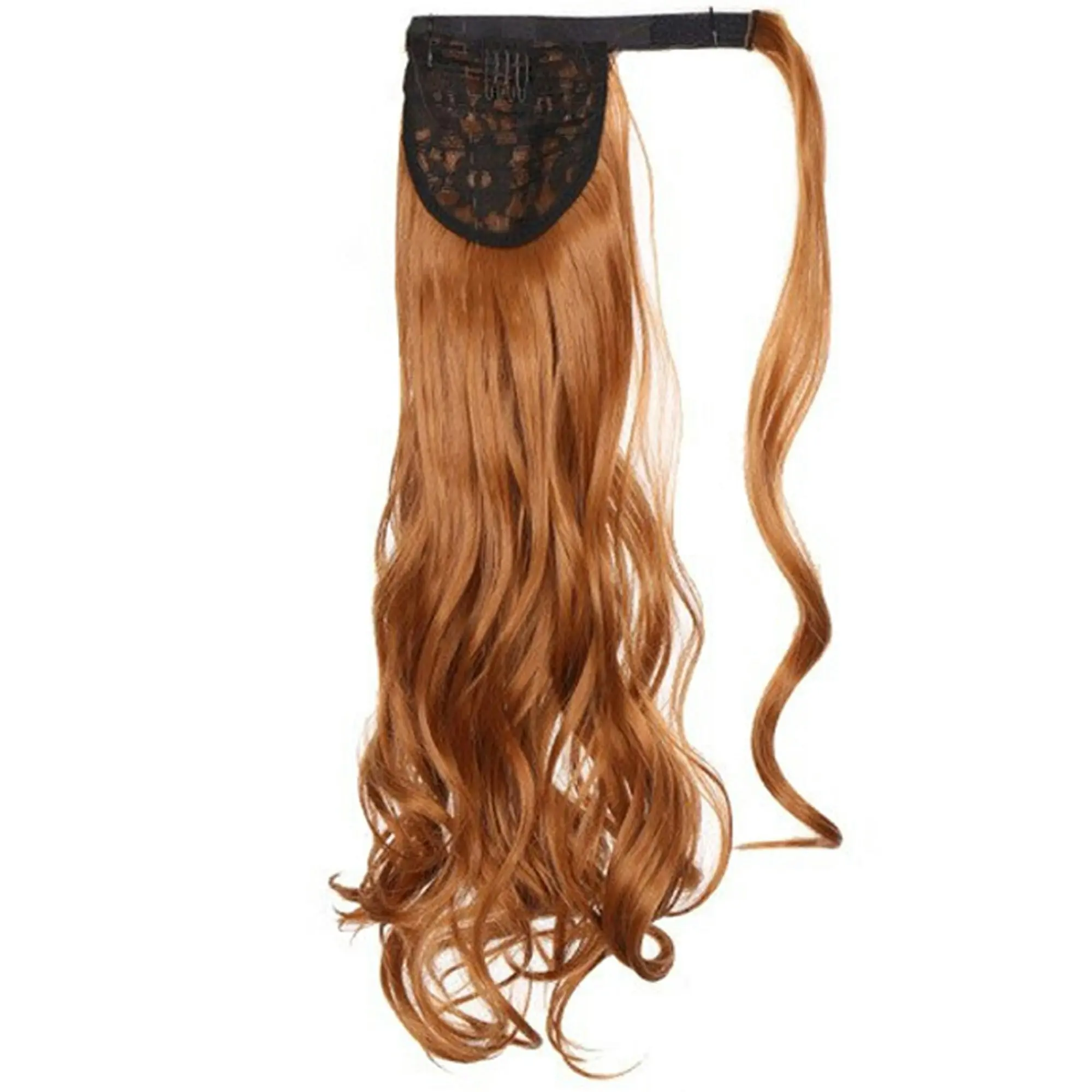 22" Chestnut Brown Hair Extension Quality Synthetic Hair Ponytail Curly Wavy - Beauty
