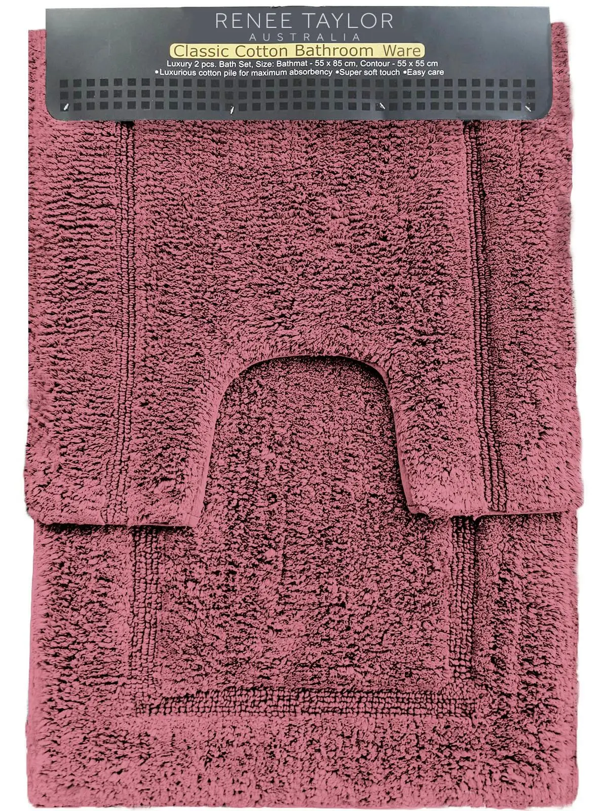 2pc Renee Taylor Tufted Bath/Contour Mat Set Cotton 2200GSM Bathroom Rosebud - Home & Garden