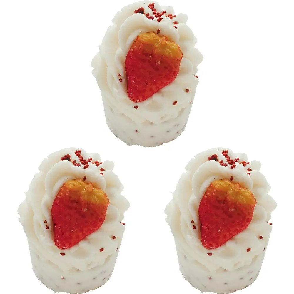 3PK Bomb Cosmetics Wild Strawberry Bath Bomb Mallow Body Fragrance Scented Fizzy - Beauty