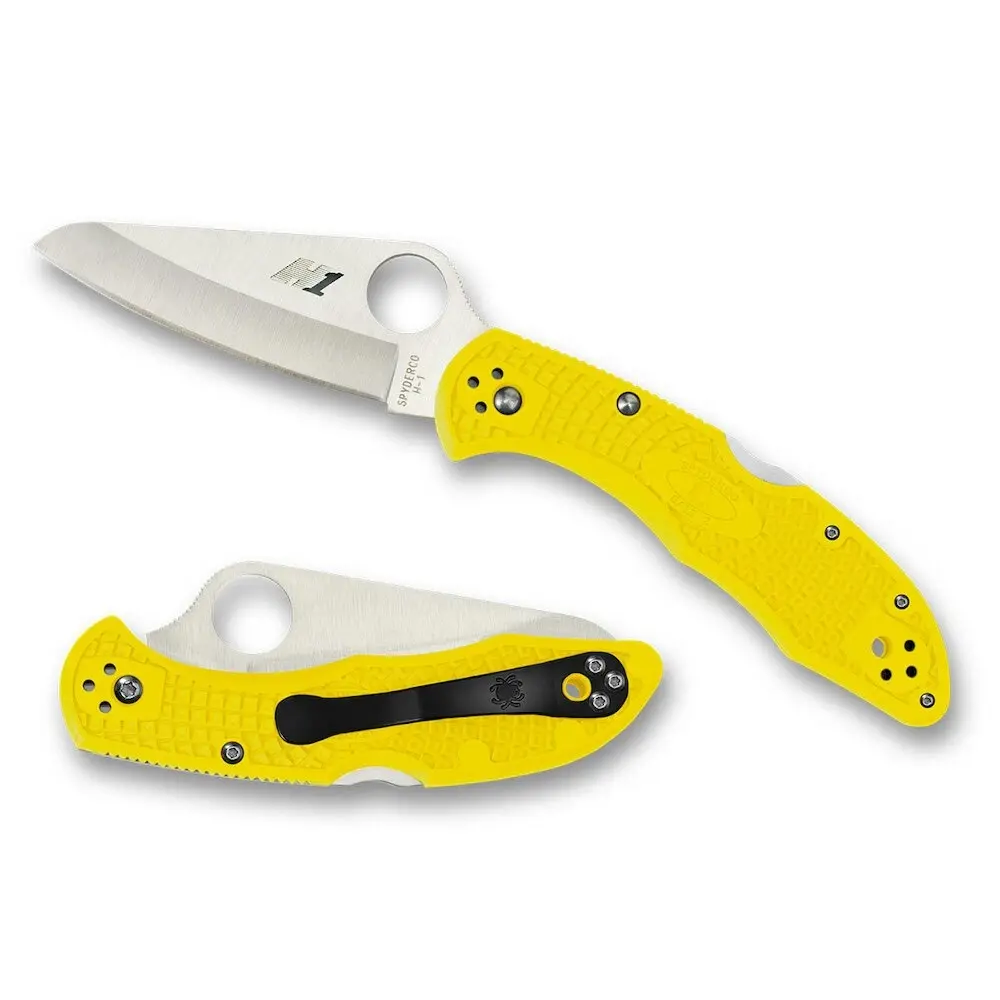 Spyderco Salt 2 H1 Folding Knife Plain Blade Yellow YSC88PYL2 - Sports & Outdoor