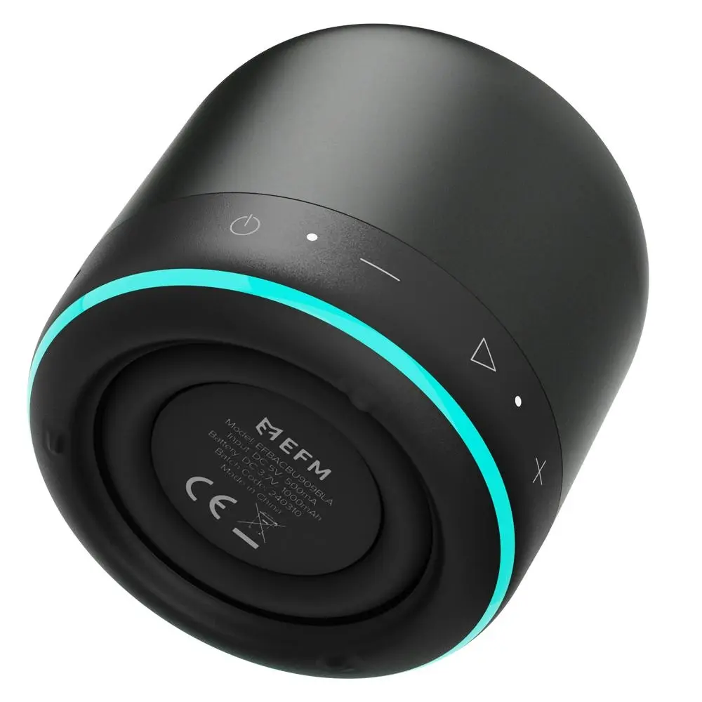 EFM Cloudbreak LED Wireless Mini Bluetooth Speaker TWS For Apple/Samsung Black - Best Gifts Under $100