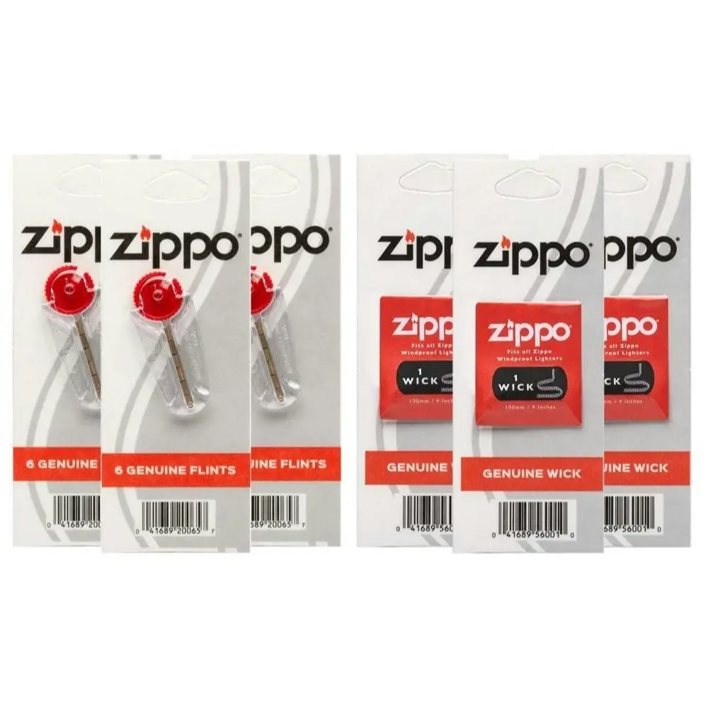 Zippo Lighter 3 x Flints & 3 x Wicks | Total 18 Flints + 3 Wicks - Sports & Outdoor