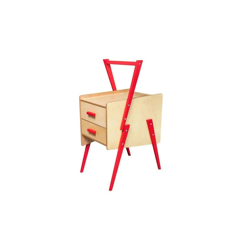 6IXTY Swing Scandinavian Bedside Nightstand Side End Lamp Table - Red