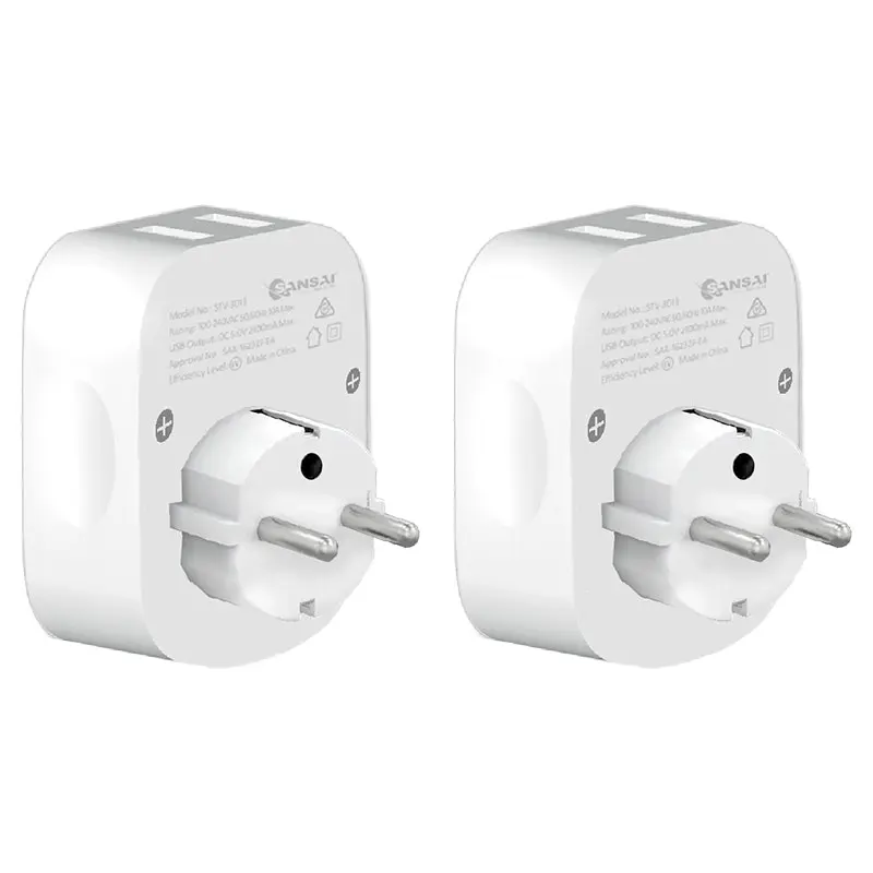 2x Sansai Surge Protected Travel Adapter w/ 2 x USB Ports - AU/Europe Region