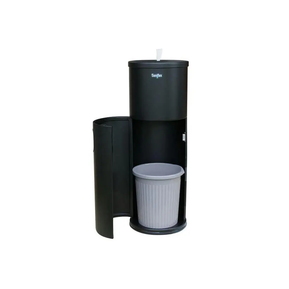 Saniflex Sanitary Wipe Dispenser Stand with Door Black Home Office Business - Home & Garden