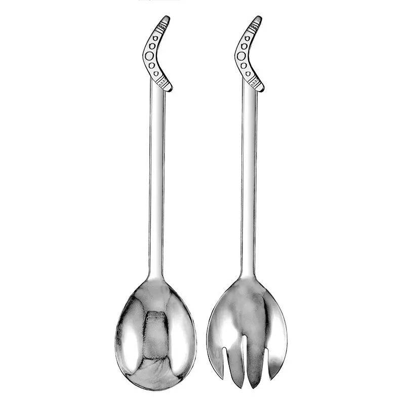 2pc Urban Bush Boomerang Stainless Steel Salad Servers Utensils Cutlery Silver - Home & Garden