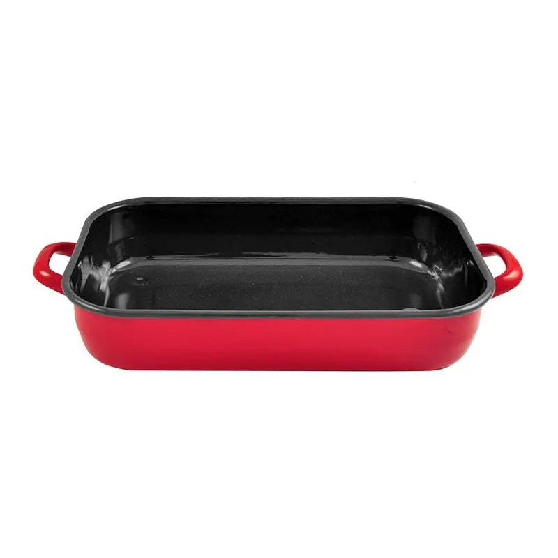 Urban Style 6L Enamel Baking Dish Rectangle Roasting Tray Oven Bakeware Red - Home & Garden
