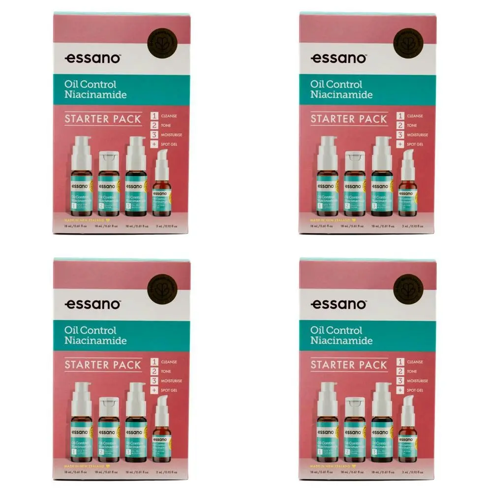 4x 4pc Essano Oil Control Niacinamide Clenser/Moisture Spot Gel Starter Pack - Beauty
