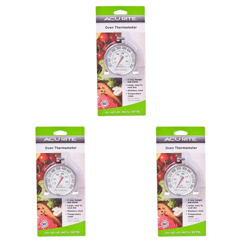 3x AcuRite Dial Style Oven Thermometer Celsius Home Kitchen Cooking Utensil - Home & Garden