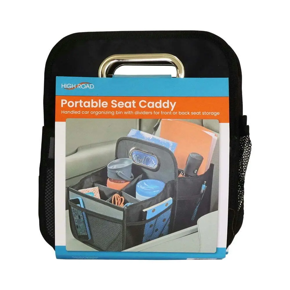 High Road Portable Seat Caddy Organiser Travel Storage w/ Carry Handle Black - Automotive