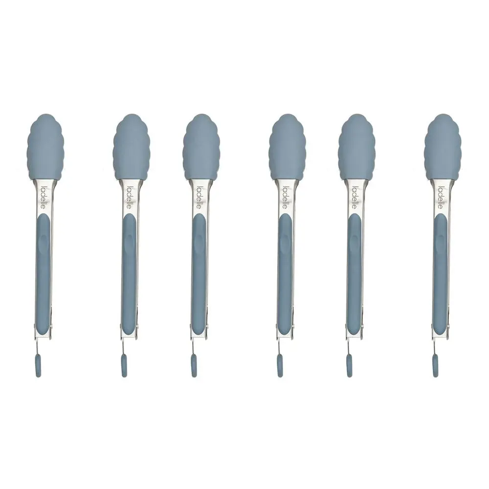 6pc Ladelle Craft Blue Kitchenware Silicone Tongs Cooking/Serving Utensil - Home & Garden