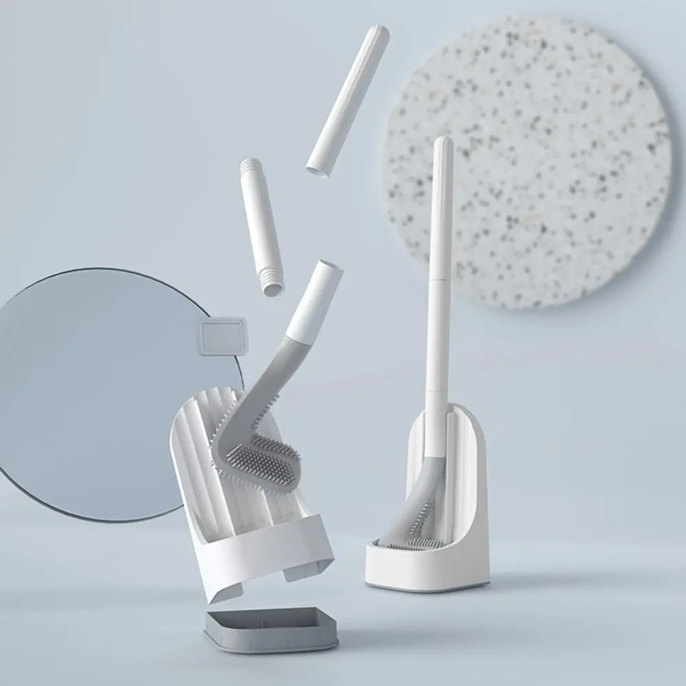 Wall-Mounted Golf Silicone Toilet Brush Set-White