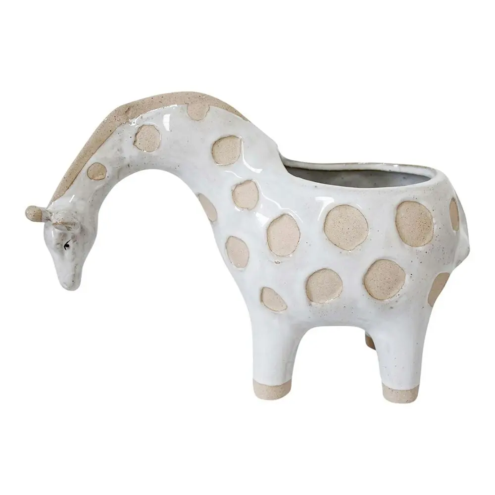 Lawrence Giraffe Ceramic 26.5cm Planter Home/Garden Decor Plant Pot White/Beige - Home & Garden