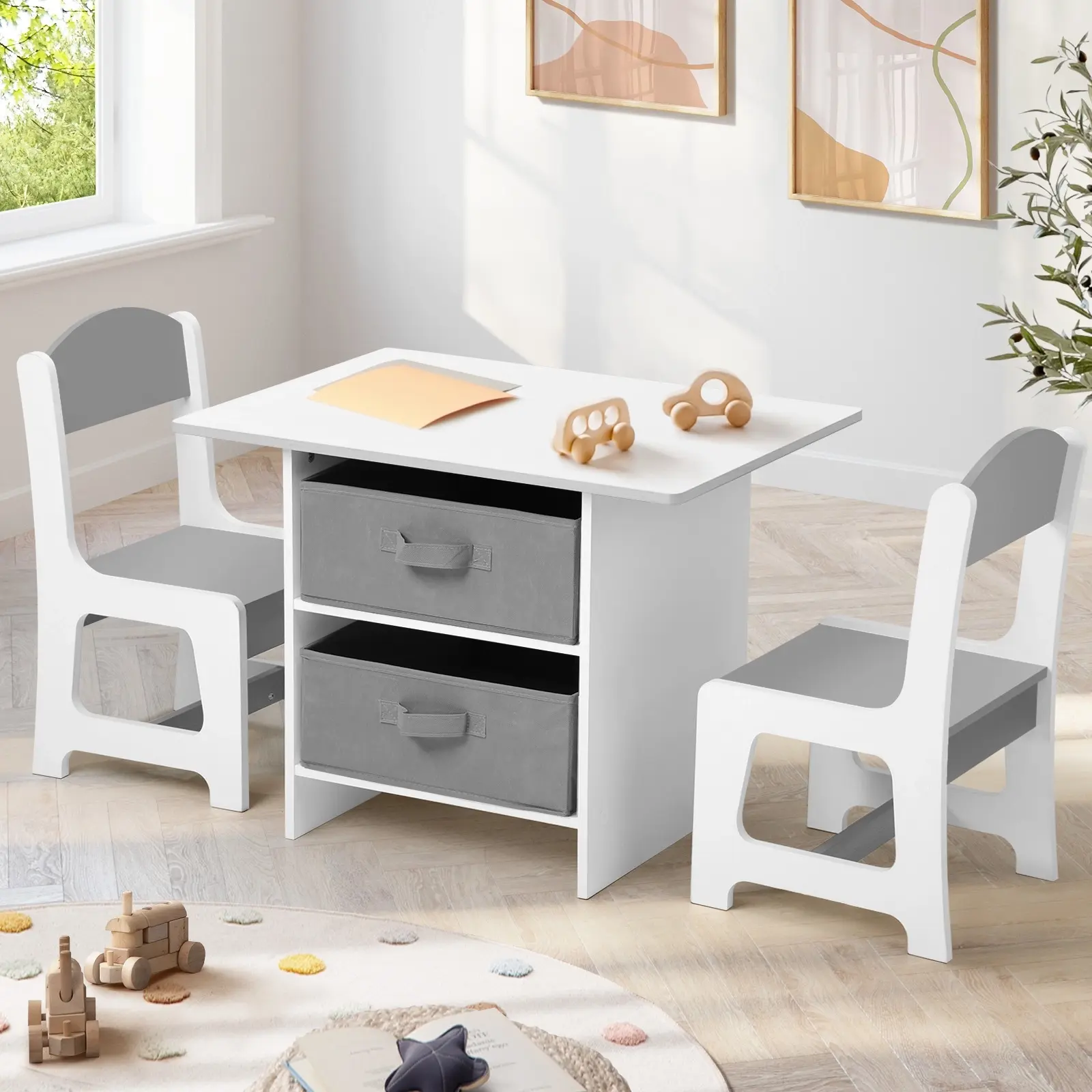 Oikiture Kids Table and Chairs Set Children Activity Play Desk with Storage Box - Up to 70% Off Kids & Baby Furniture