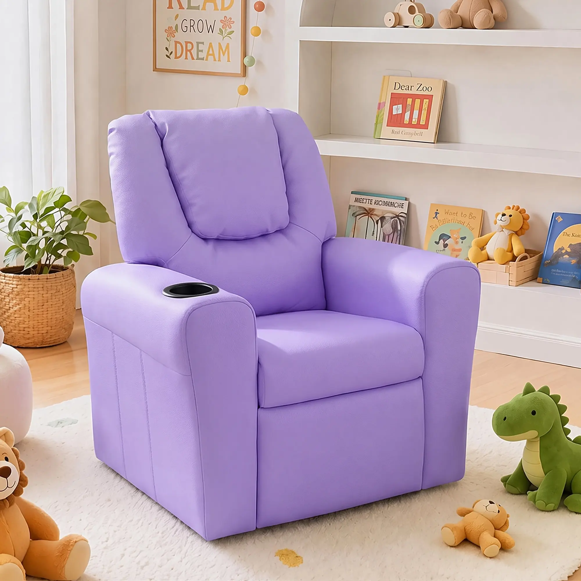 Keezi Kids Recliner Chair Purple PU Leather Sofa Lounge Couch Children Armchair - Over 40% off Living Room Furniture