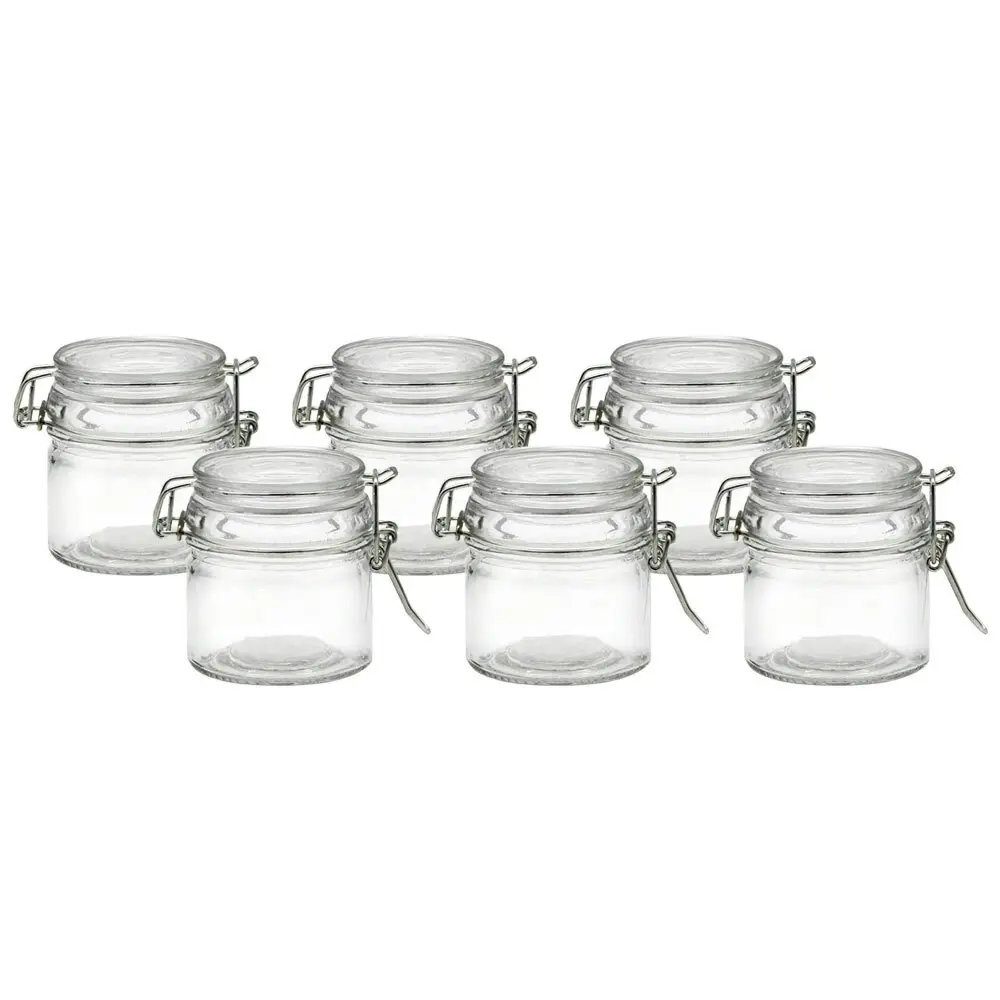 6x Lemon & Lime Fresco 7cm/100ml Glass Clip Jar Food Preserve/Container w/ Lid - Home & Garden