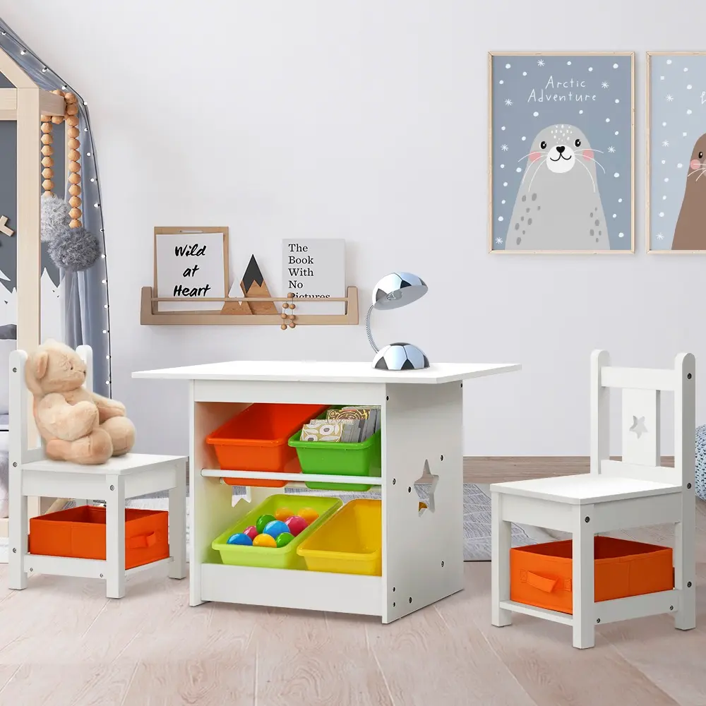 Keezi 3PCS Kids Table and Chairs Set Children Furniture Play Toys Storage Box - Up to 70% Off Kids & Baby Furniture