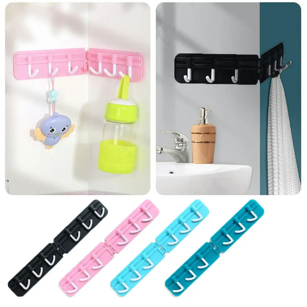 4Pcs Multifunctional Wall Hook 6 Rows of Corner Hooks Seamless Rotatable Hooks - Home & Garden