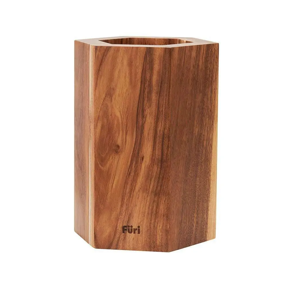 Furi Pro Magnetic Hexagonal Knife Block Kitchen Utensil Holder Acacia Brown - Home & Garden