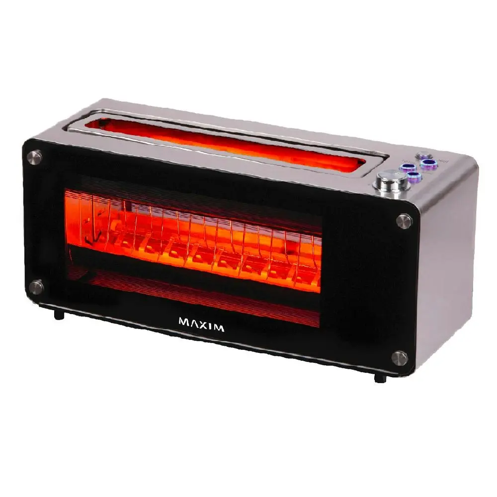 Maxim 2 Slice 38mm Wide Glass Stainless Steel Bread/Bagel Electric Toaster 1260W - Home & Garden
