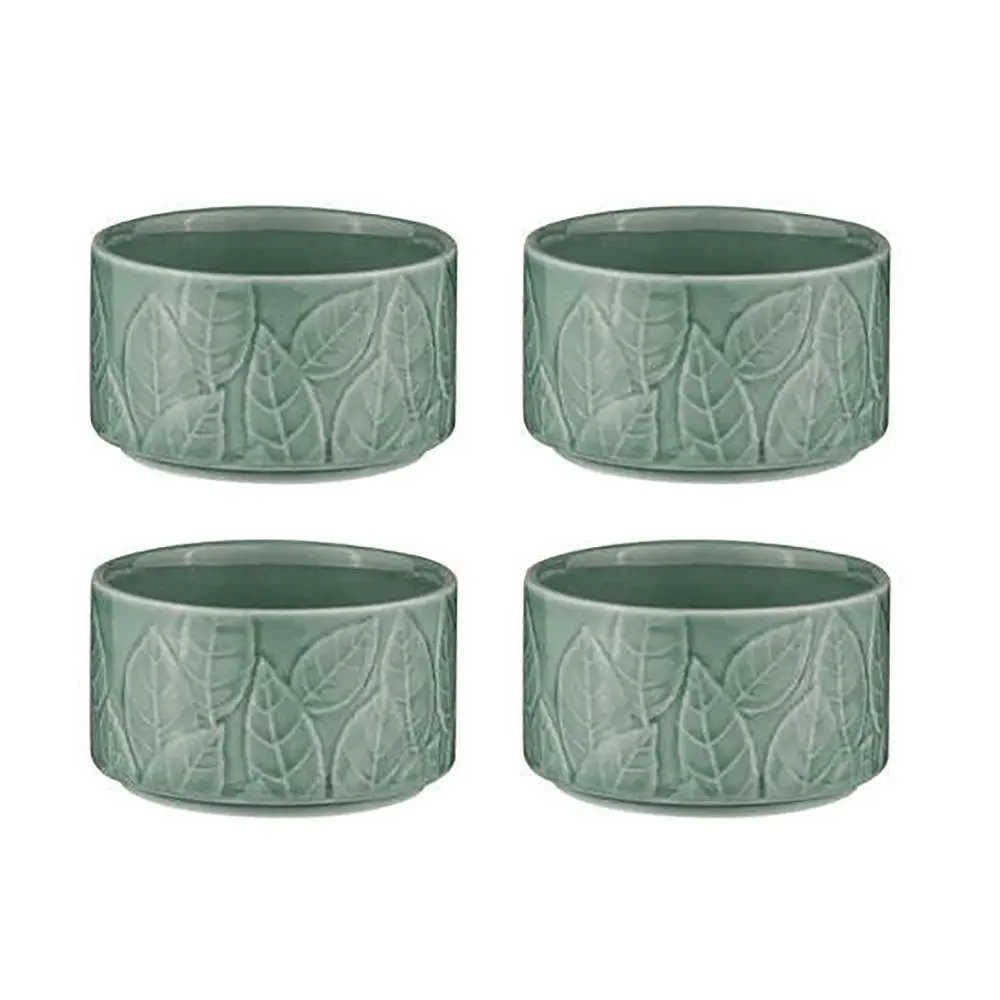 4pc Ladelle Heath Jade 10cm Ramekin Set Porcelain Baking/Snack Food Dish Bowl - Home & Garden