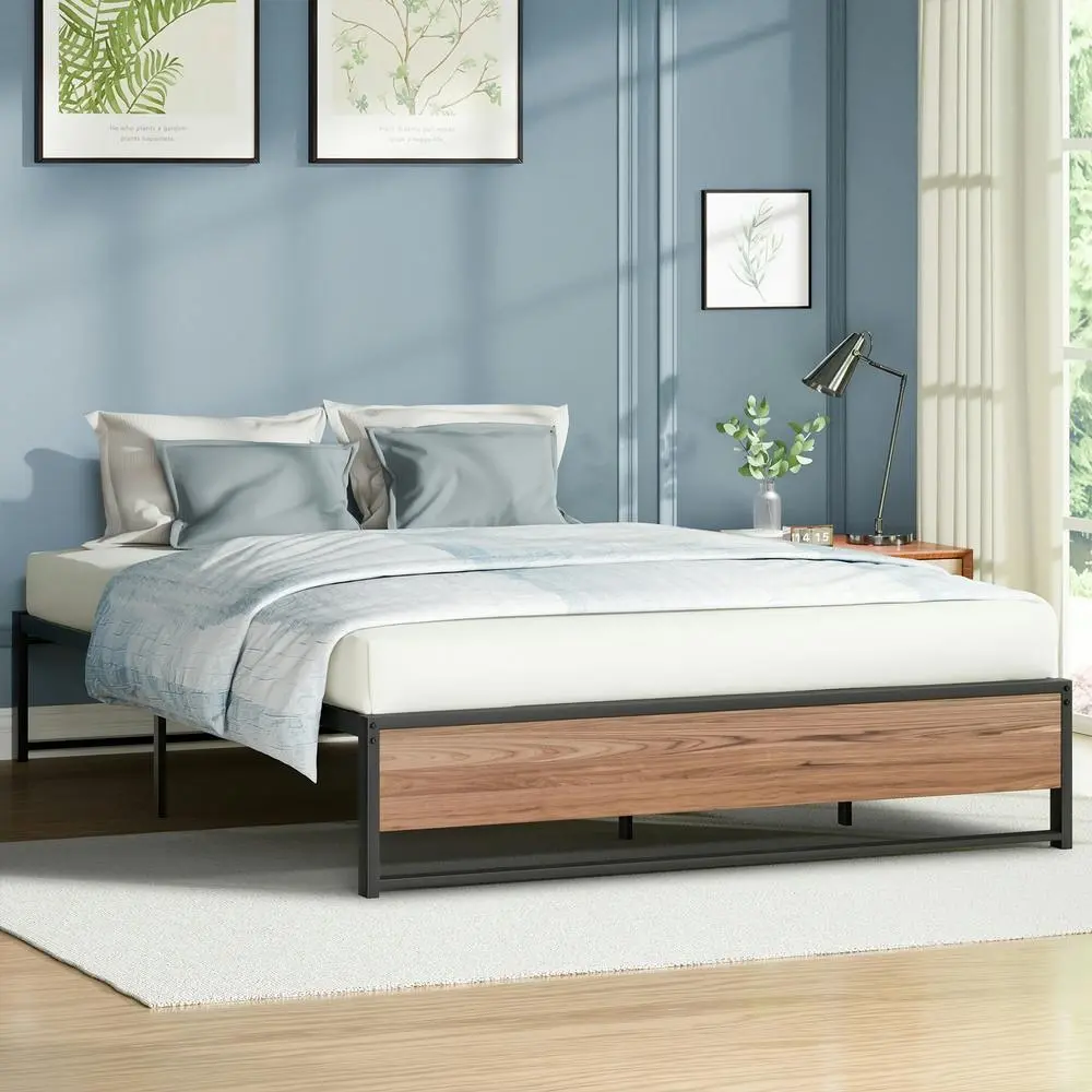 Alfordson Metal Bed Frame King Size Mattress Base Platform Foundation Wood - Furniture