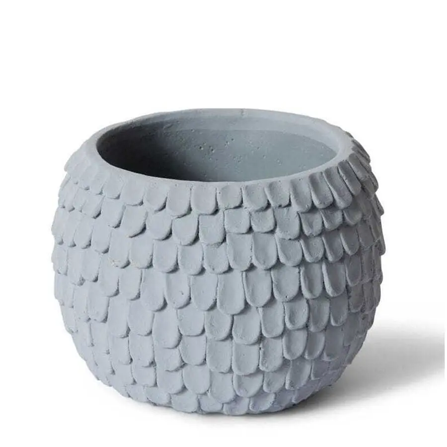 E Style Eason 24cm Cement Plant Pot Round Home/Garden Decor Planter Grey - Home & Garden
