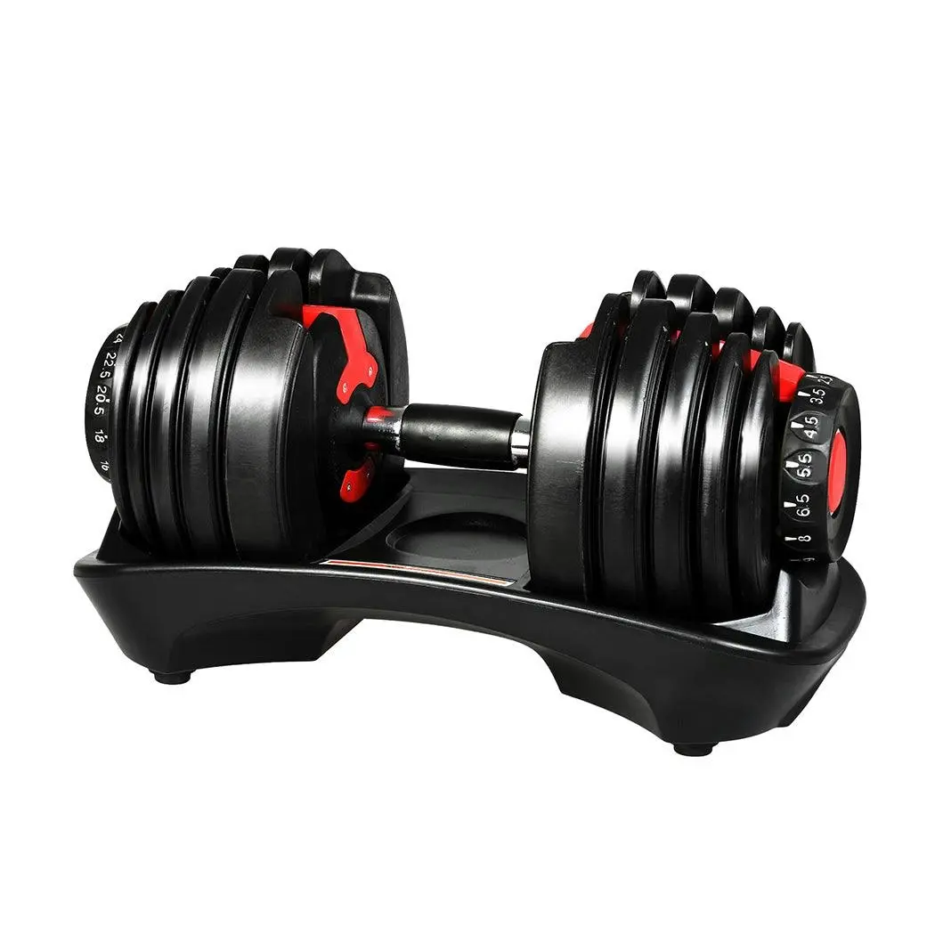 Centra 24kg Adjustable Dumbbell Single Weight Plates Home Gym Fitness Exercise - Sports & Outdoor
