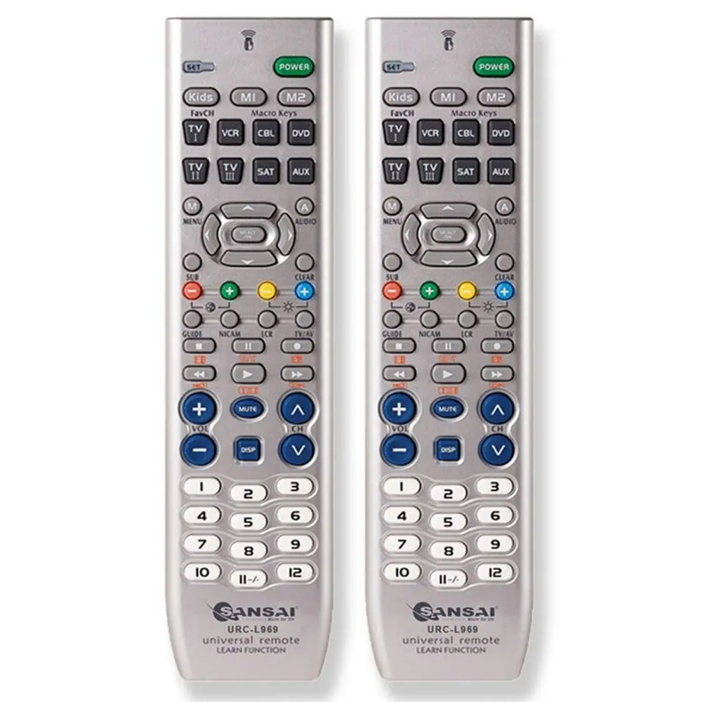 2PK Sansai 8 in 1 Universal Remote Controller w/ Learning/Memory Function TV/DVR - Electronics