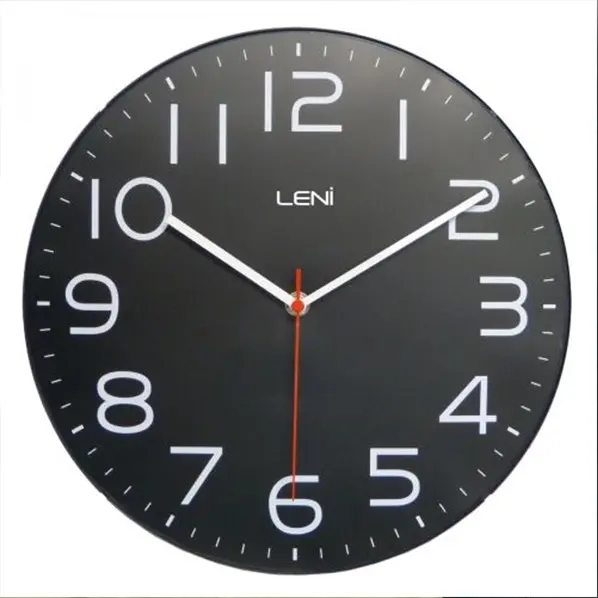 Leni Silent Sweep 30cm Classic Analogue Wall Clock Hanging Home Decor Black - Home & Garden
